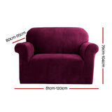 Arm Chairs & Recliners: Artiss Sofa Cover Couch Covers 1 Seater Velvet Ruby Red