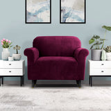 Arm Chairs & Recliners: Artiss Sofa Cover Couch Covers 1 Seater Velvet Ruby Red
