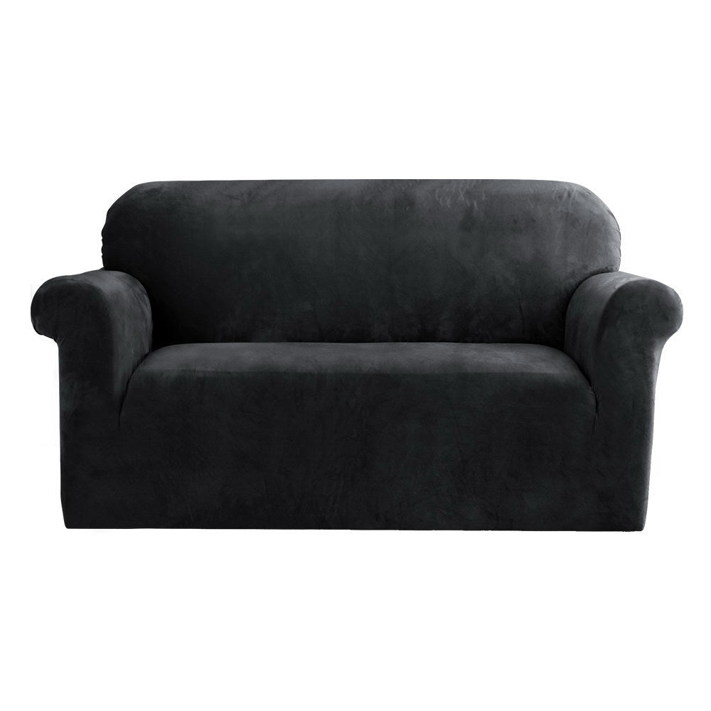 Sofa Accessories: Artiss Sofa Cover Couch Covers 2 Seater Velvet Black