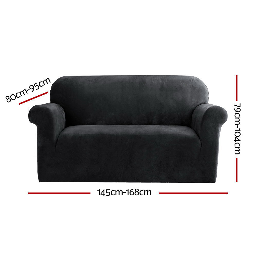 Sofa Accessories: Artiss Sofa Cover Couch Covers 2 Seater Velvet Black