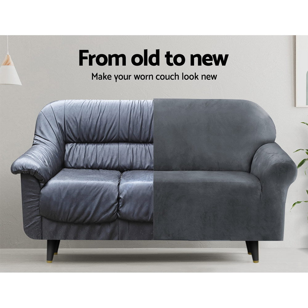 Sofa Accessories: Artiss Sofa Cover Couch Covers 2 Seater Velvet Grey