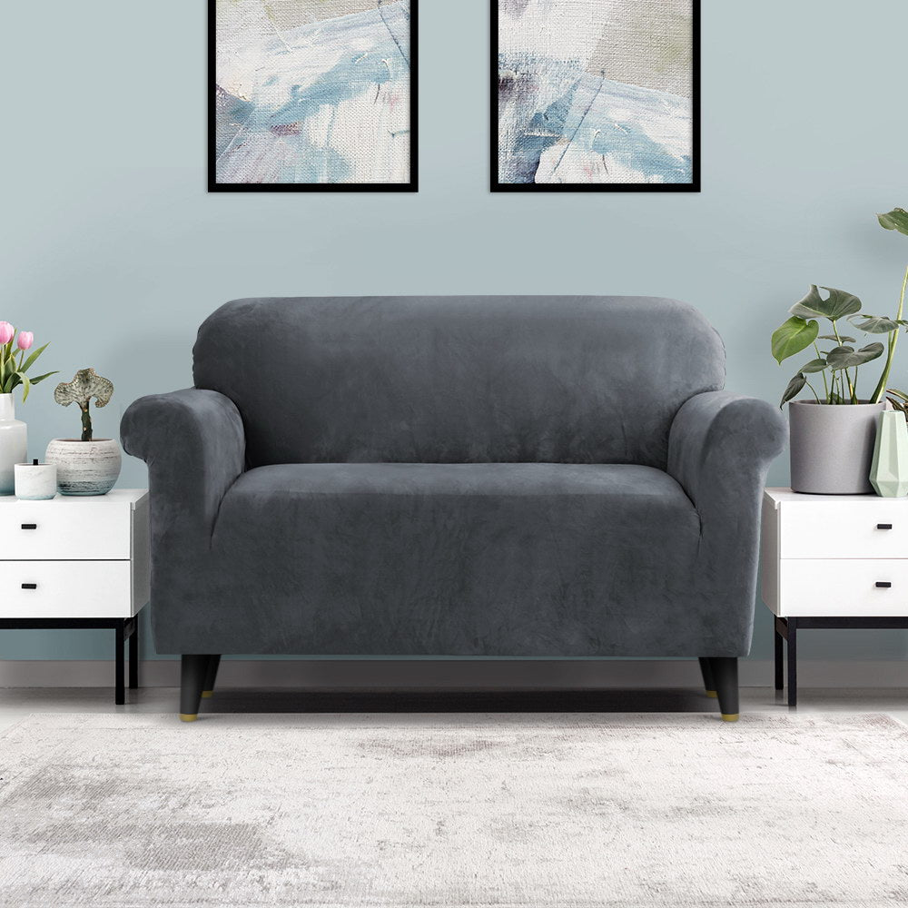 Sofa Accessories: Artiss Sofa Cover Couch Covers 2 Seater Velvet Grey