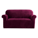 Arm Chairs & Recliners: Artiss Sofa Cover Couch Covers 2 Seater Velvet Ruby Red