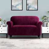 Arm Chairs & Recliners: Artiss Sofa Cover Couch Covers 2 Seater Velvet Ruby Red