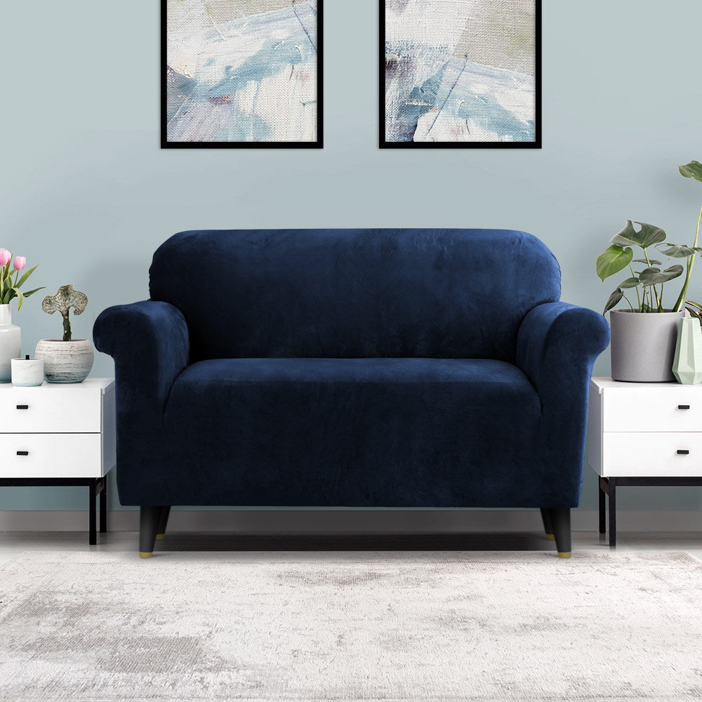 Sofa Accessories: Artiss Sofa Cover Couch Covers 2 Seater Velvet Sapphire