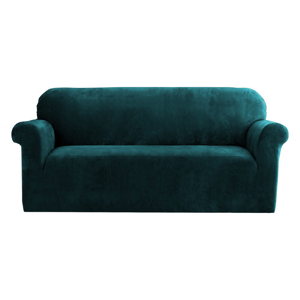 Arm Chairs & Recliners: Artiss Sofa Cover Couch Covers 3 Seater Velvet Agate Green