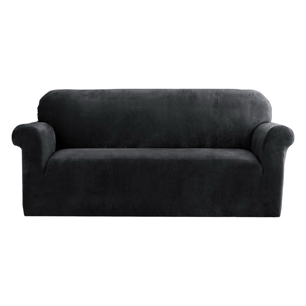 Sofa Accessories: Artiss Sofa Cover Couch Covers 3 Seater Velvet Black