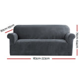 Arm Chairs & Recliners: Artiss Sofa Cover Couch Covers 3 Seater Velvet Grey