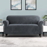 Arm Chairs & Recliners: Artiss Sofa Cover Couch Covers 3 Seater Velvet Grey