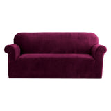 Arm Chairs & Recliners: Artiss Sofa Cover Couch Covers 3 Seater Velvet Ruby Red