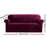 Arm Chairs & Recliners: Artiss Sofa Cover Couch Covers 3 Seater Velvet Ruby Red