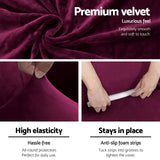 Arm Chairs & Recliners: Artiss Sofa Cover Couch Covers 3 Seater Velvet Ruby Red