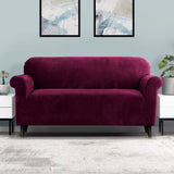 Arm Chairs & Recliners: Artiss Sofa Cover Couch Covers 3 Seater Velvet Ruby Red