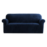 Arm Chairs & Recliners: Artiss Sofa Cover Couch Covers 3 Seater Velvet Sapphire