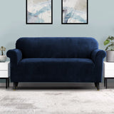 Arm Chairs & Recliners: Artiss Sofa Cover Couch Covers 3 Seater Velvet Sapphire