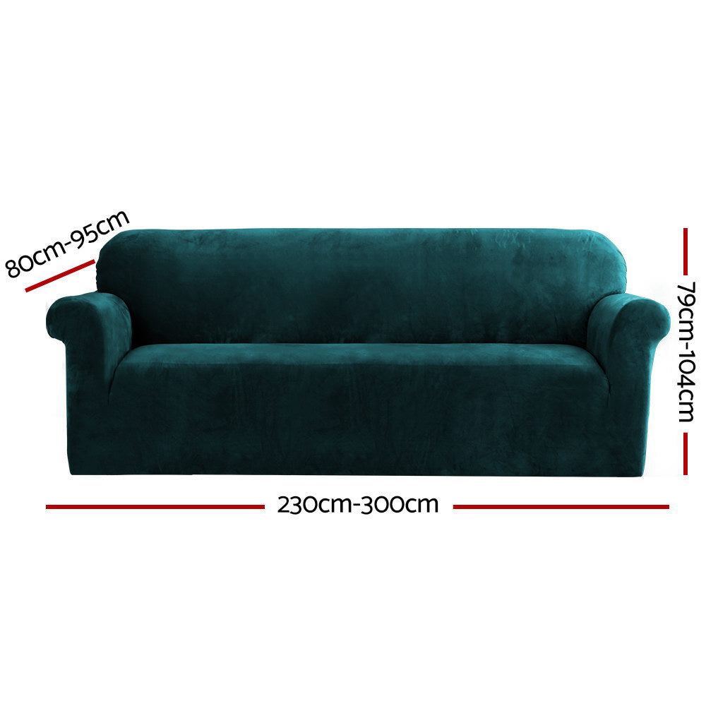 Arm Chairs & Recliners: Artiss Sofa Cover Couch Covers 4 Seater Velvet Agate Green