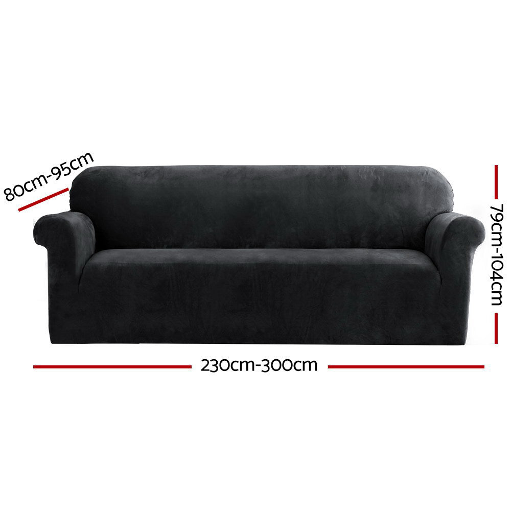 Sofa Accessories: Artiss Sofa Cover Couch Covers 4 Seater Velvet Black