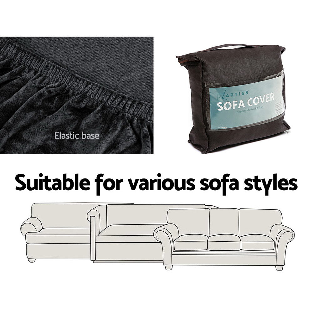 Sofa Accessories: Artiss Sofa Cover Couch Covers 4 Seater Velvet Black