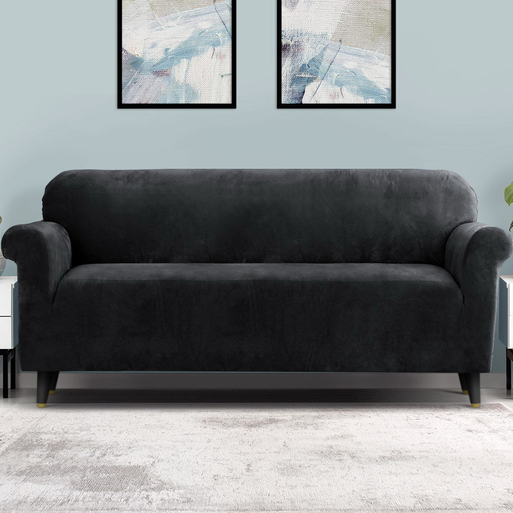 Sofa Accessories: Artiss Sofa Cover Couch Covers 4 Seater Velvet Black