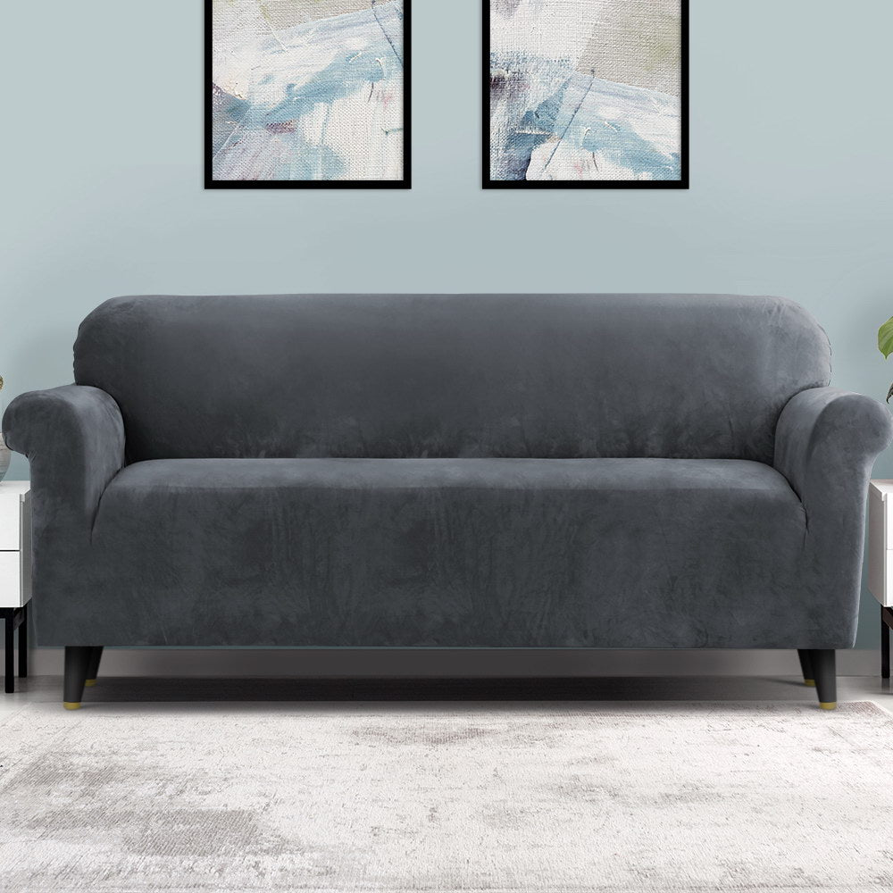 Sofa Accessories: Artiss Sofa Cover Couch Covers 4 Seater Velvet Grey