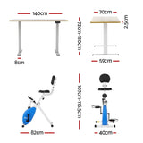 Artiss Under Desk Folding X-Bike with 140cm Automatic Standing Desk Magnetic Resistance Oak