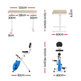 Artiss Under Desk Folding X-Bike with 120cm Automatic Standing Desk Magnetic Resistance Oak
