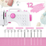 Arts & Crafts: Devanti 12 Stitches Mini Sewing Machine for Beginners Portable Sewing Machine Kit with LED Lights