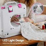 Arts & Crafts: Devanti 12 Stitches Mini Sewing Machine for Beginners Portable Sewing Machine Kit with LED Lights