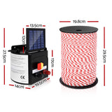 Giantz Fence Energiser 5KM Solar Powered Electric 500M Poly Rope