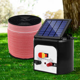 Fencing: Giantz Fence Energiser 8KM Solar Powered Electric 1200M Poly Tape