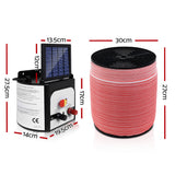 Fencing: Giantz Fence Energiser 8KM Solar Powered Electric 1200M Poly Tape