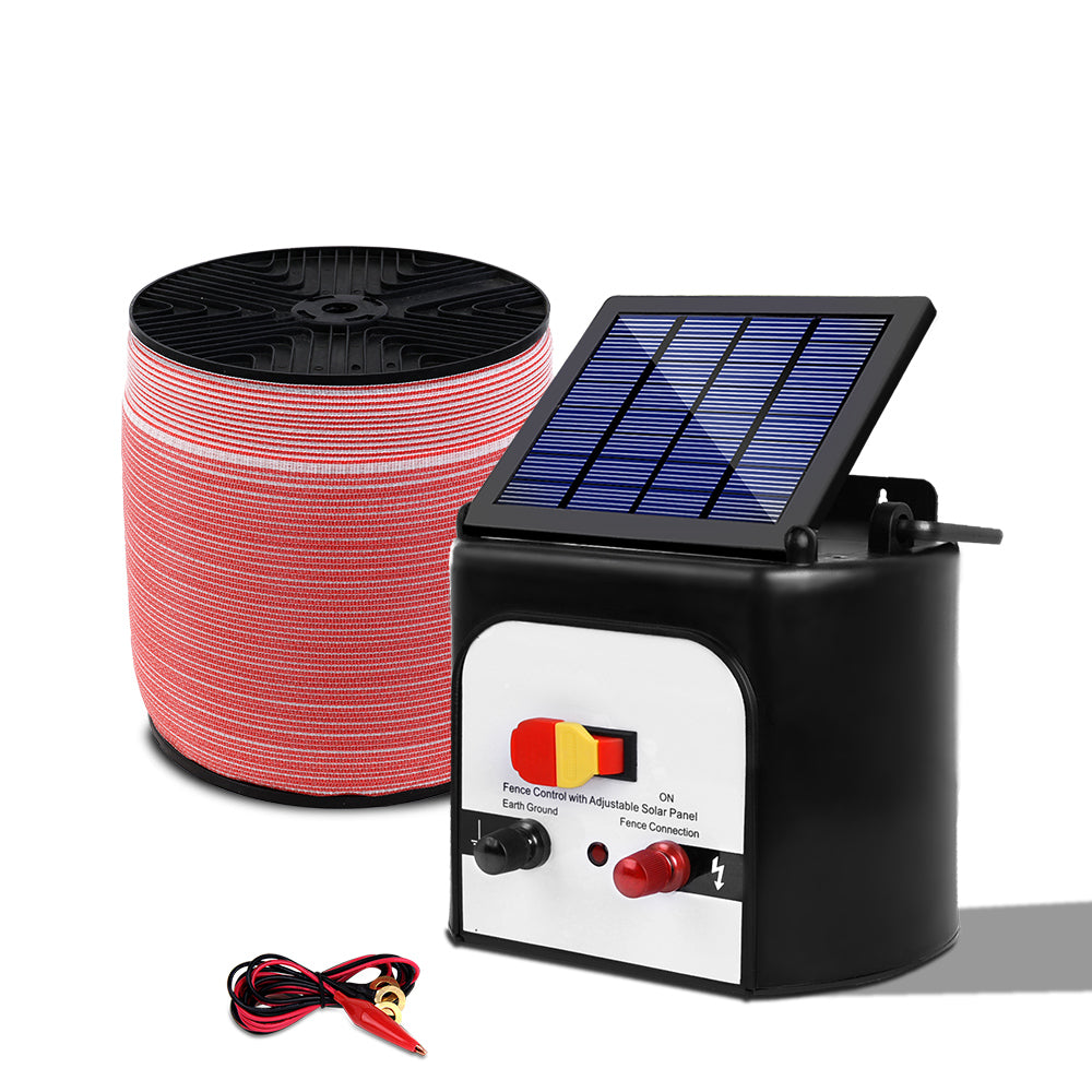 Fencing: Giantz Fence Energiser 8KM Solar Powered Electric 2000M Poly Tape