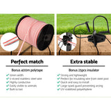 Fencing: Giantz Fence Energiser 5KM Solar Powered Electric 400M Poly Tape Insulator