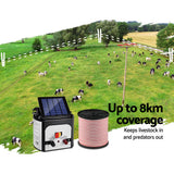 Fencing: Giantz Fence Energiser 8KM Solar Powered Electric 400M Poly Tape Insulator