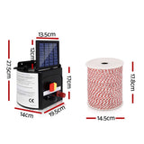 Fencing: Giantz Fence Energiser 3KM Solar Powered Electric 500M Poly Wire Insulator
