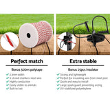 Fencing: Giantz Fence Energiser 3KM Solar Powered Electric 500M Poly Wire Insulator
