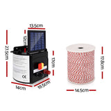 Fencing: Giantz Fence Energiser 5KM Solar Powered Electric 500M Poly Wire Insulator