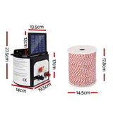 Fencing: Giantz Fence Energiser 8KM Solar Powered Electric 500M Poly Wire Insulator