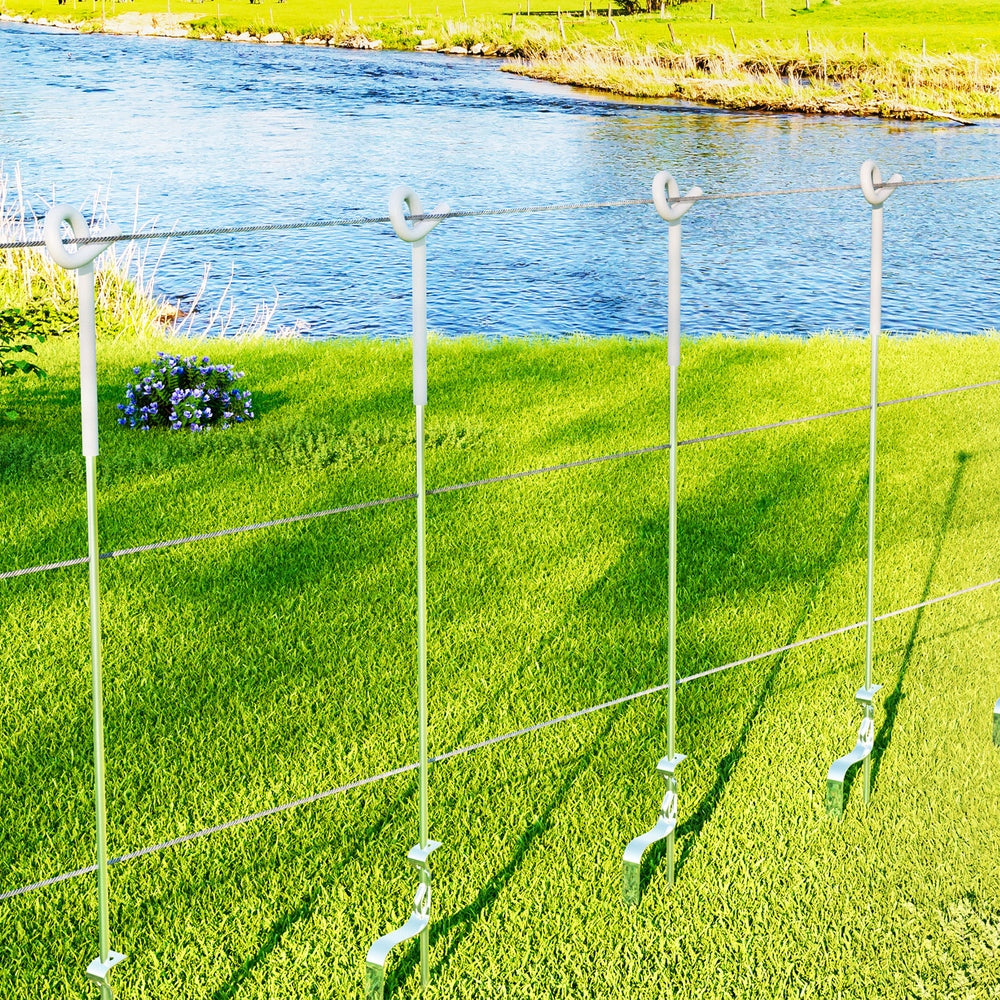 Fencing: Giantz 20x Electric Fence Pigtail Posts Steel Tape Fencing