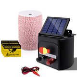Fencing: Giantz Fence Energiser 3KM Solar Powered Electric 2KM Poly Wire