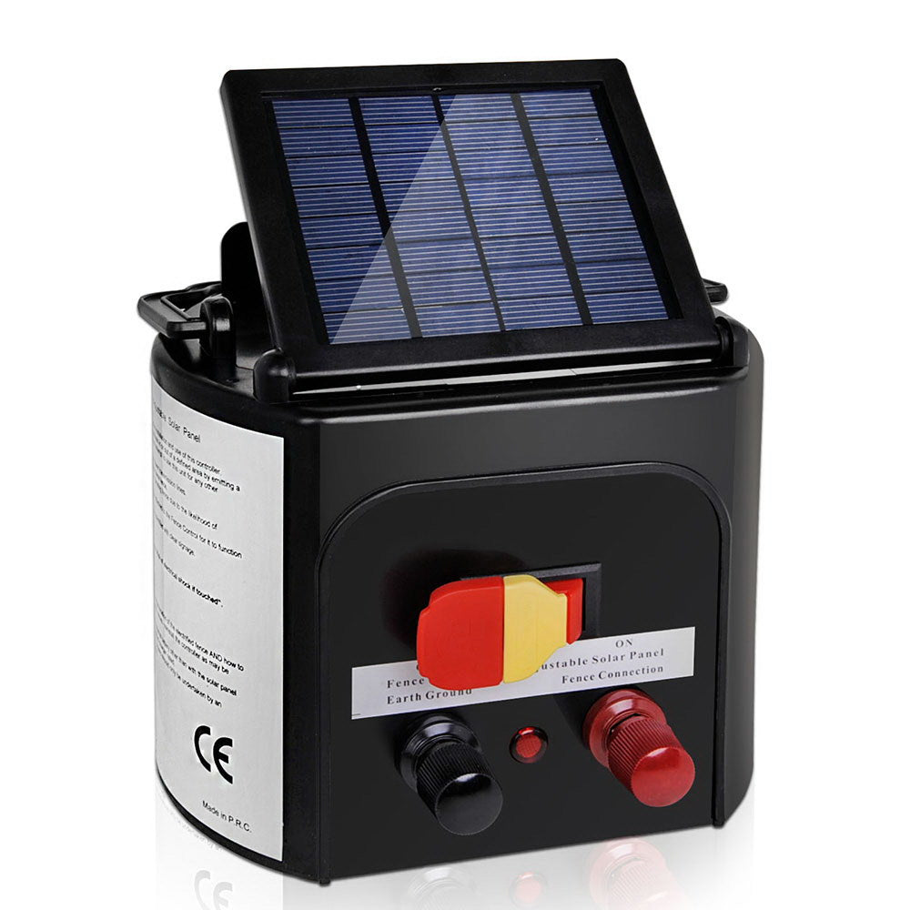 Fencing: Giantz Fence Energiser 3KM Solar Powered 0.1J Electric Fencing Charger