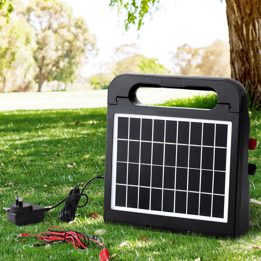 Fence & Gate Accessories: Giantz 5km Electric Fence Energiser Solar Energizer Charger Farm Animal 0.15J