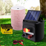Fencing: Giantz Fence Energiser 5KM Solar Powered Electric 2KM Poly Wire