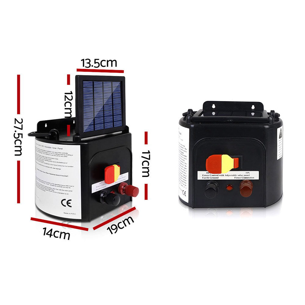 Fencing: Giantz Fence Energiser 5KM Solar Powered 0.15J Electric Fencing Charger