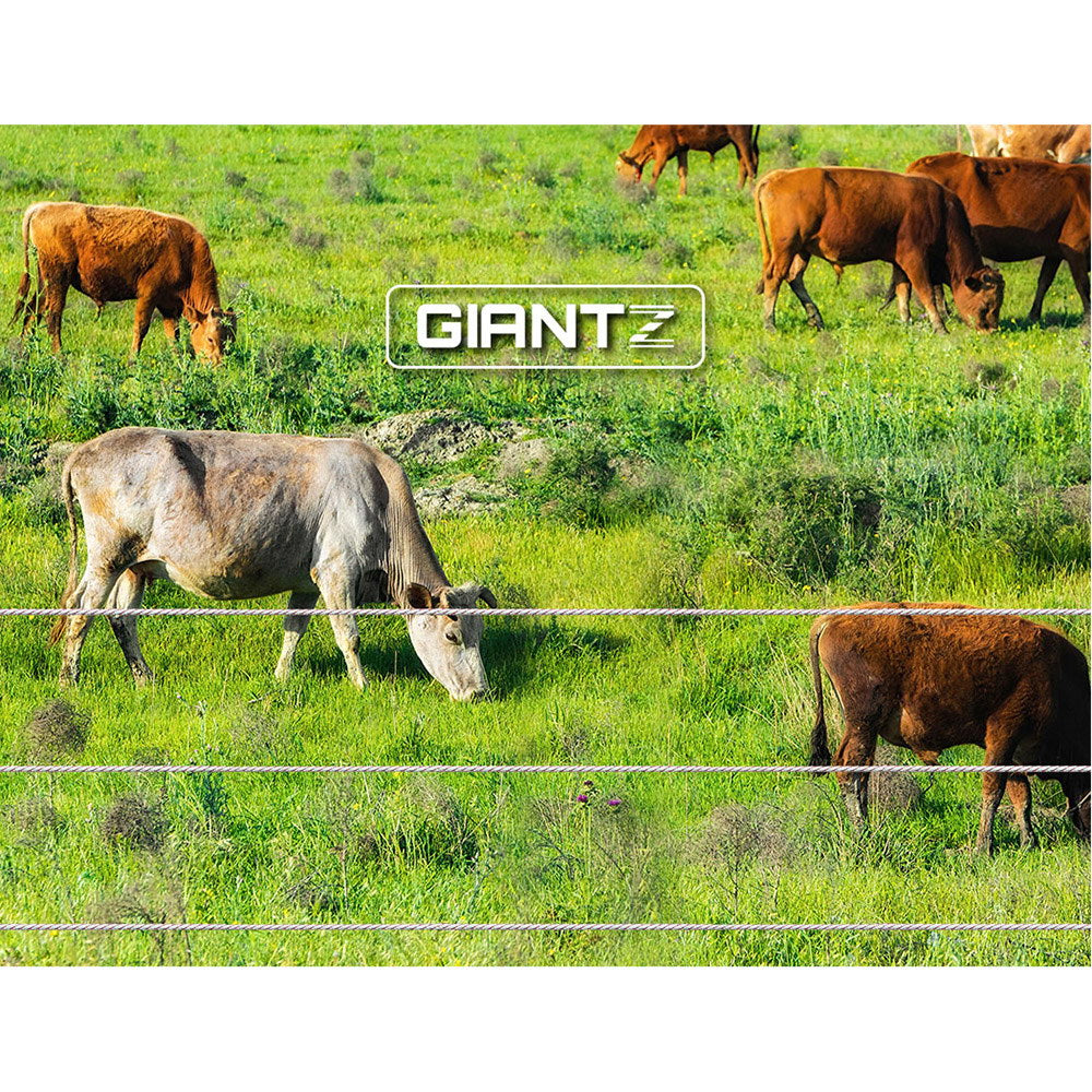 Fencing: Giantz Fence Energiser 5KM Solar Powered 0.15J Electric Fencing Charger