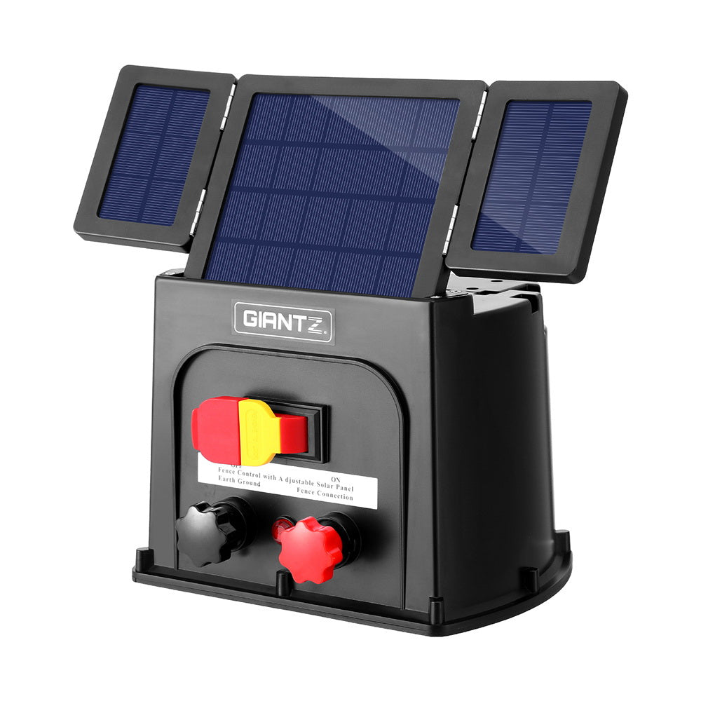 Fencing & Barriers: Giantz 5km Electric Fence Energiser PET Solar Energizer 0.15J
