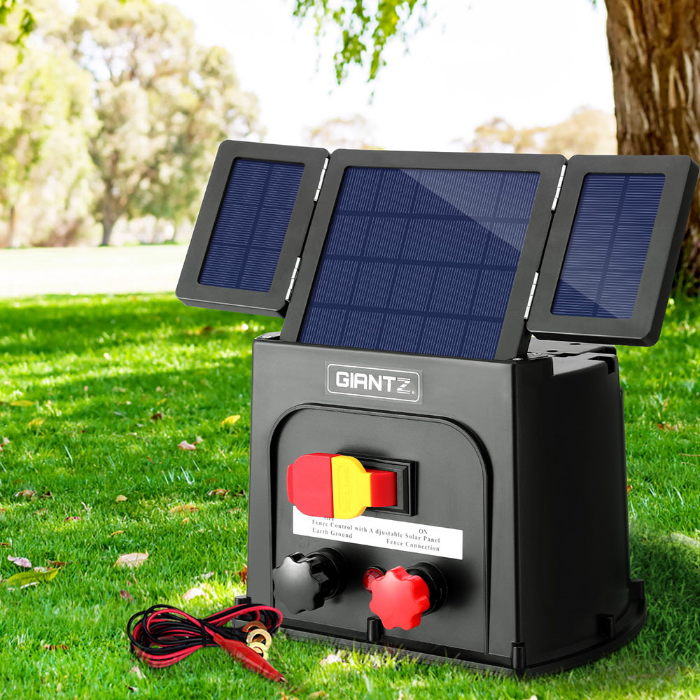 Fencing & Barriers: Giantz 5km Electric Fence Energiser PET Solar Energizer 0.15J