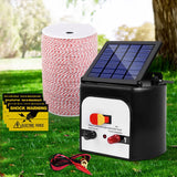 Fencing: Giantz Fence Energiser 8KM Solar Powered Electric 2KM Poly Wire