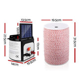 Fencing: Giantz Fence Energiser 8KM Solar Powered Electric 2KM Poly Wire