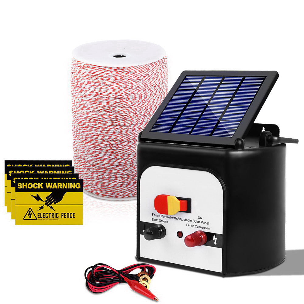Fencing: Giantz Fence Energiser 8KM Solar Powered Electric 2KM Poly Wire